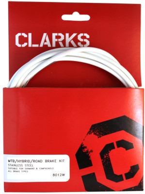 Clarks Universal S/S Front & Rear Brake Cable Kit W/P2 White Outer Casing