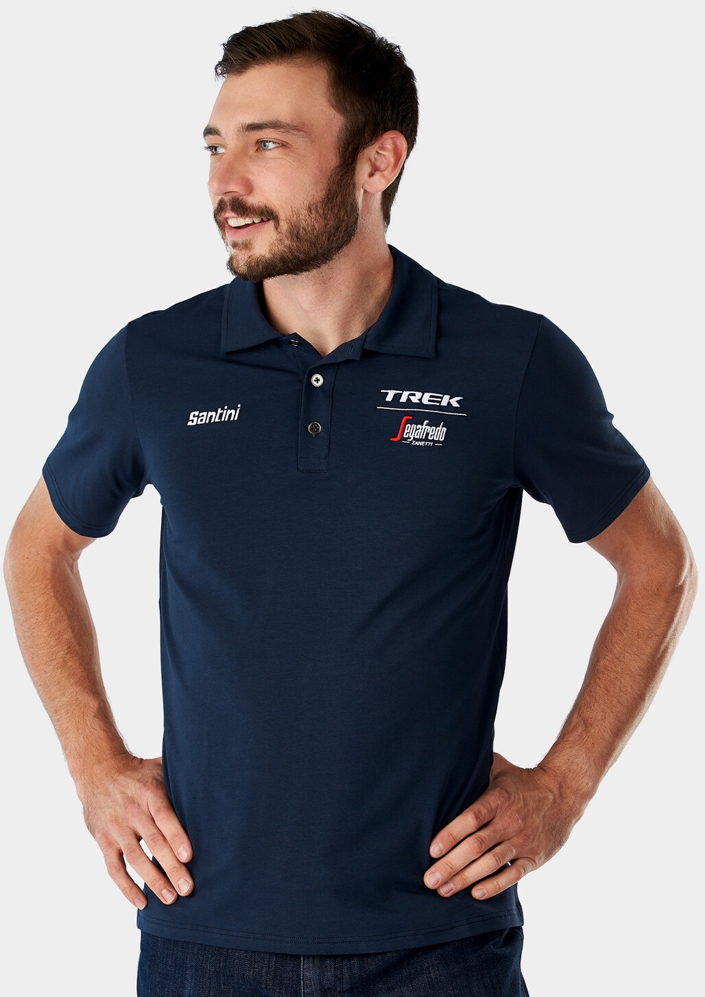 Santini Trek-Segafredo Men's Team Polo - Shop | Nevis Cycles